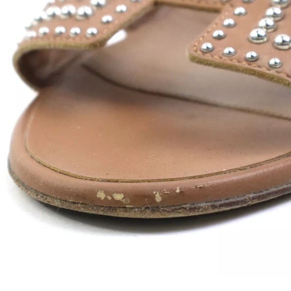 Authentic HERMES Sandals Brown Leather/Silvertone size 7 - Picture 6 of 9